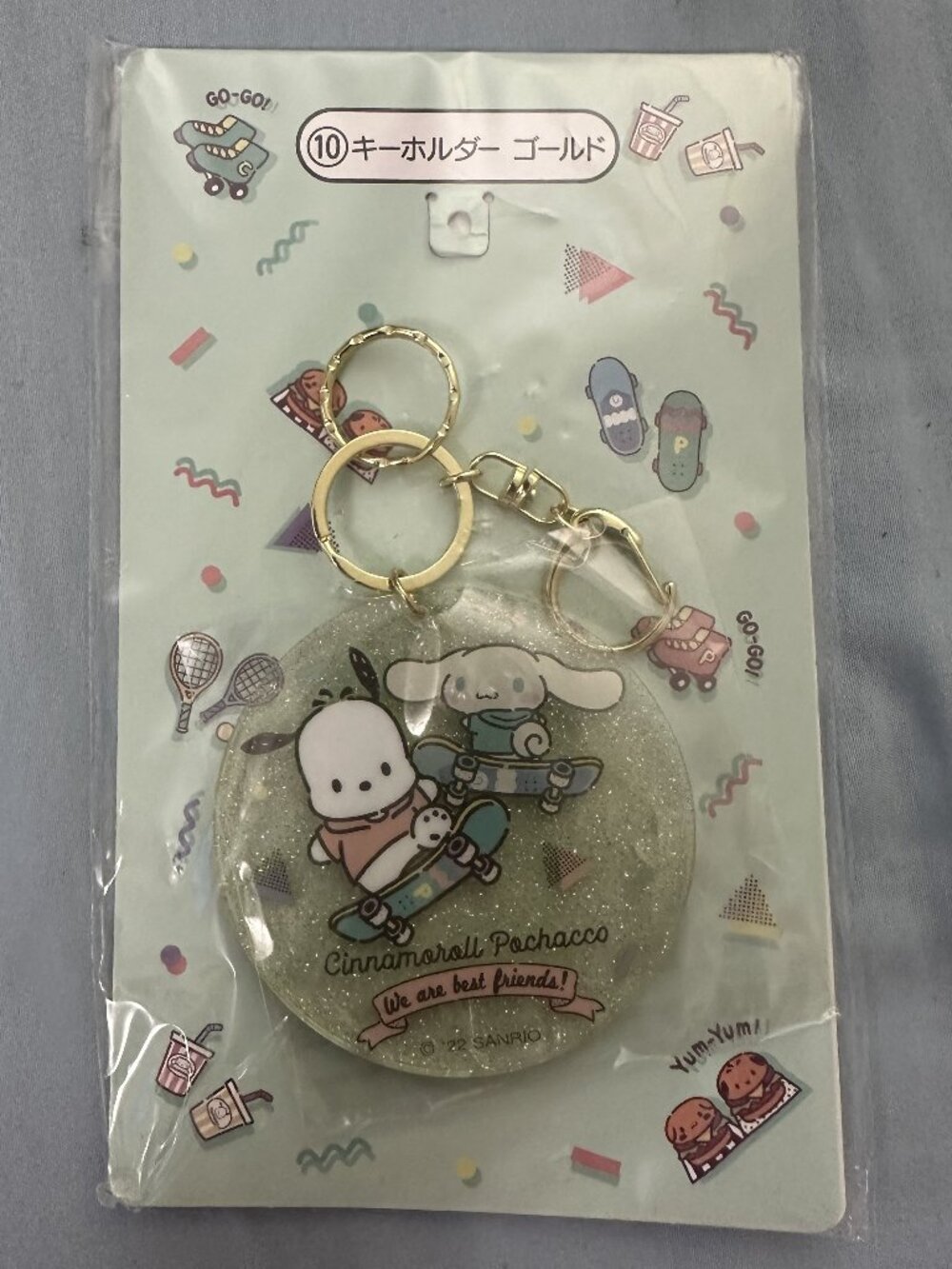 Sanrio Kuji 2022 Pochacco Cinnamoroll Skateboarding Keychain Keyholder